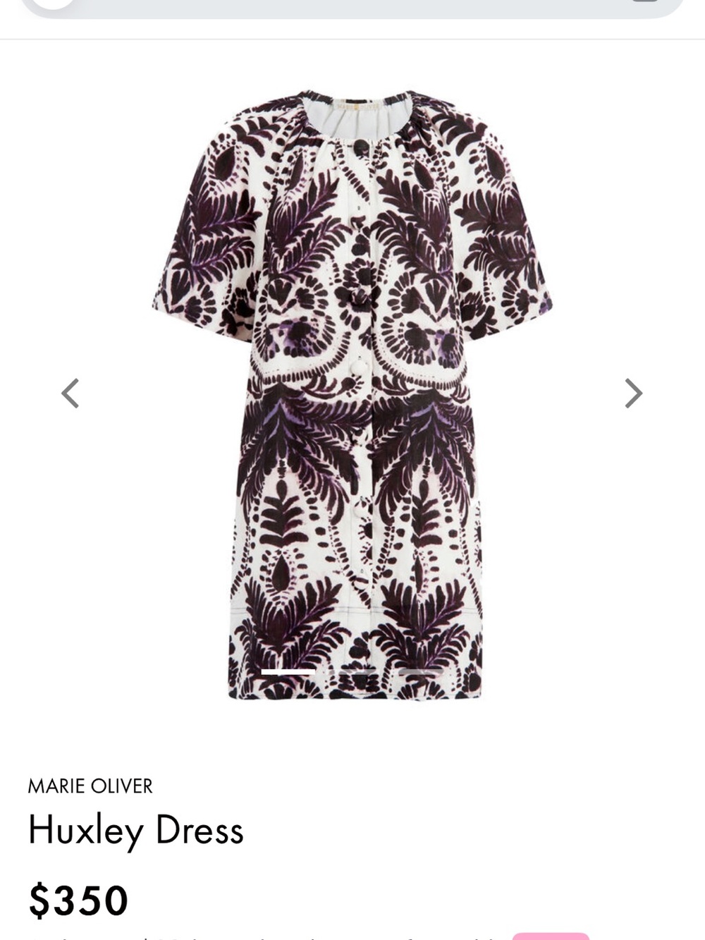 Marie Oliver Huxley Linen Dress - White with Dark Purple Botanical Print